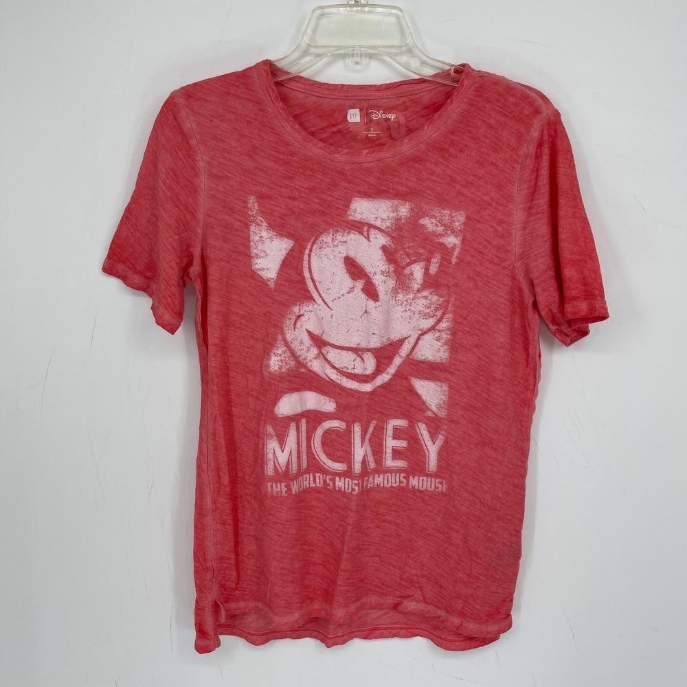 Gap Disney Women's Red Burnout Short Sleeve Mickey Mouse Graphic T-Shirt Size S
